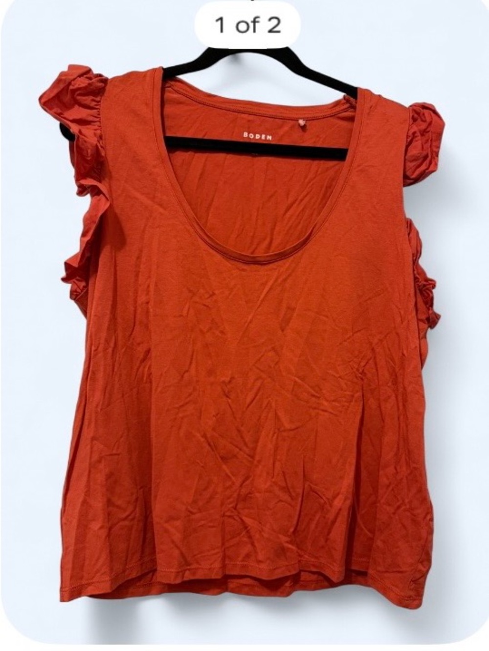 Boden Women's Rust Ruffle-Sleeve Scoop Neck Tank
